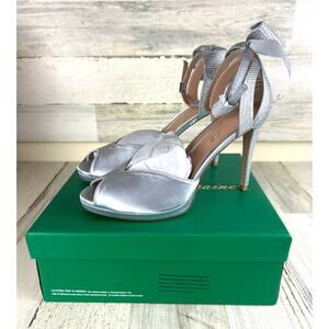 Lauren Lorraine Womens 8.5 Silver Fling Bow Tie Rhinestone Stiletto Heels NEW